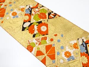 アンティーク　幾何学に桐・菊模様織り出し袋帯（材料）